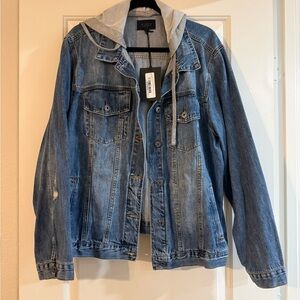Risen -Blue Denim Jacket with Gray Hood